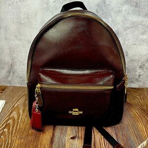 COACH MINI CHARLIE BURGUNDY LEATHER BACKPACK NWOT & coach tag​​​
